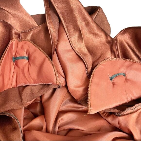 NWT Morton Myles The Warrens Vintage 1980s Bronze Satin Drop Waist Dress Size 8 - Picture 7 of 15